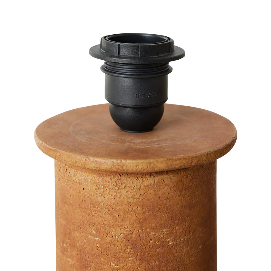 Boucle and brown stoneware table lamp