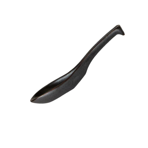 Black ladle on a white background