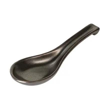 Dark gray ceramic spoon on a white background