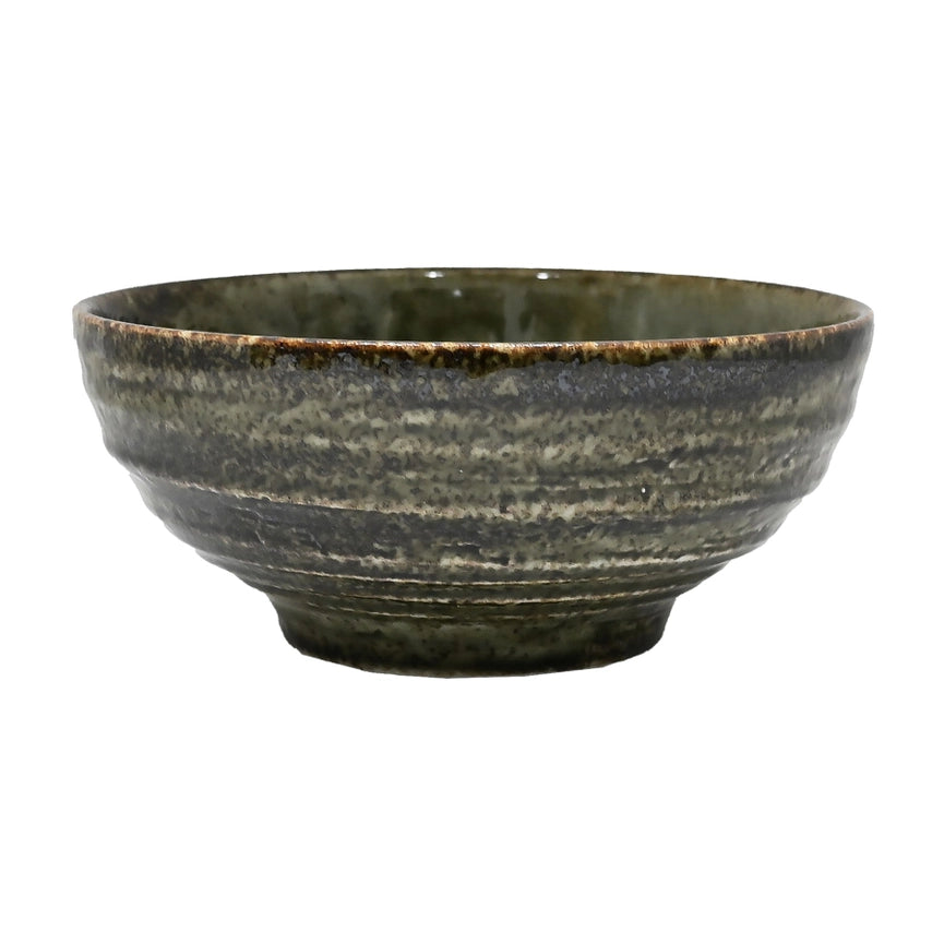Dark green ceramic bowl on a white background