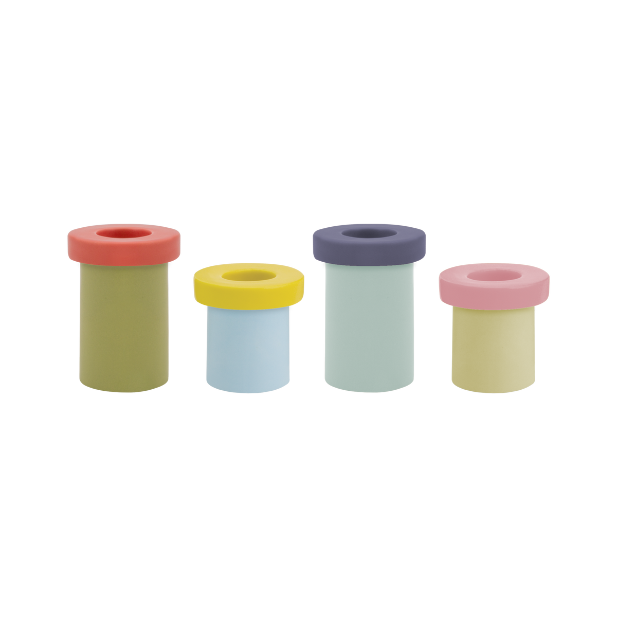 bold color blocking set of 4 candle stick holders