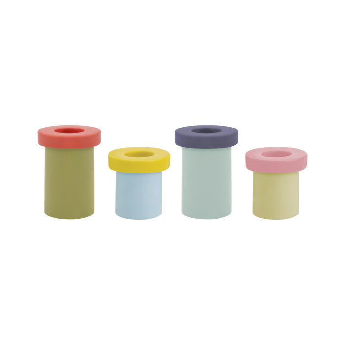 bold color blocking set of 4 candle stick holders