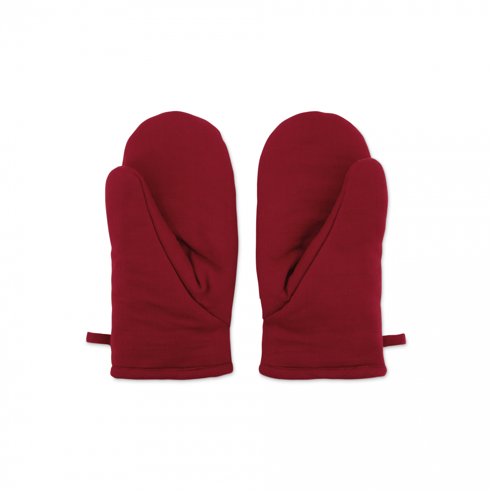 maroon red cotton oven gloves