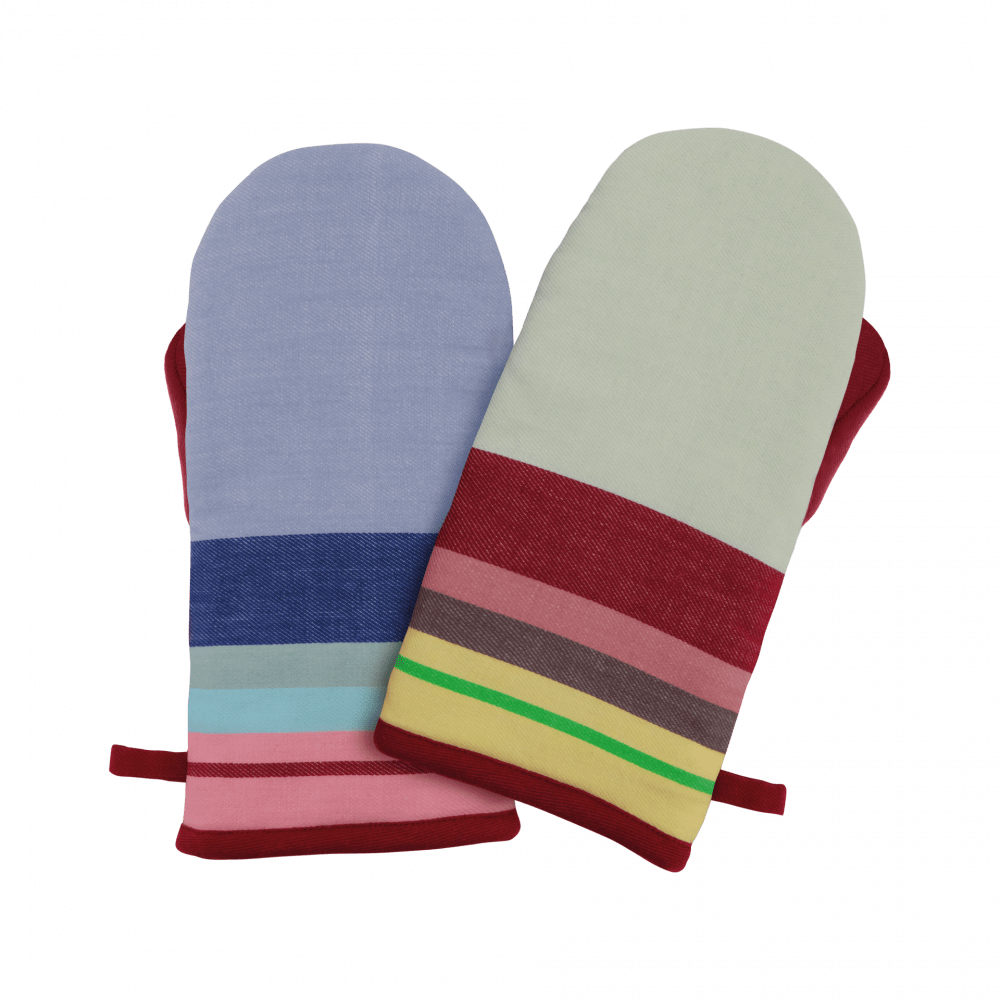 striped cotton oven mittens for baking