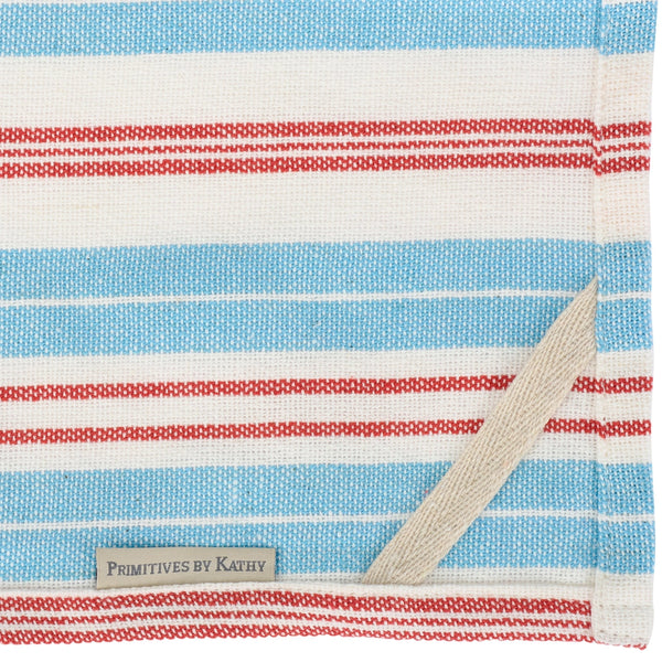Striped fabric with red, white, and blue pattern