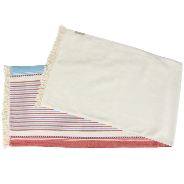 americana cotton table runner with red white and blue stripes