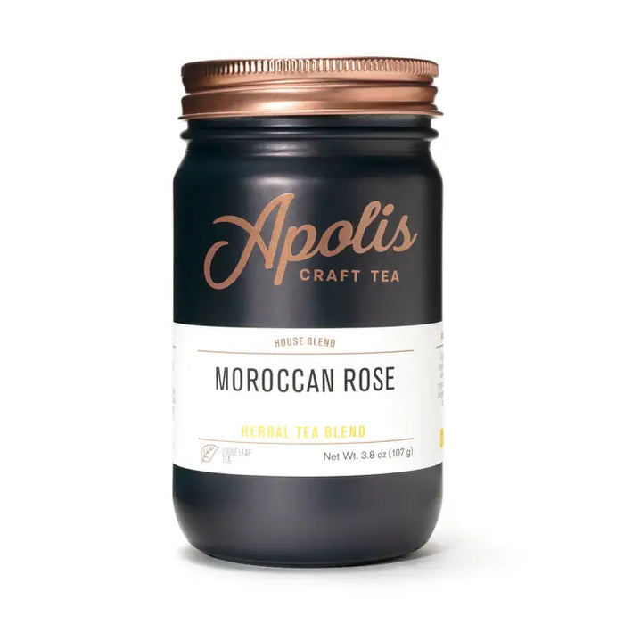 Apolis Moroccan Rose tea jar on a white background