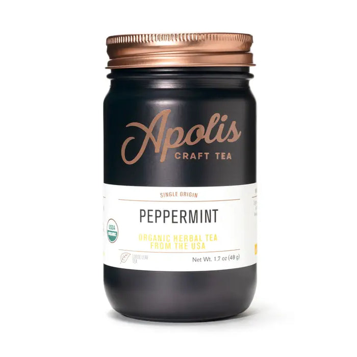 Apolis peppermint tea jar on a white background