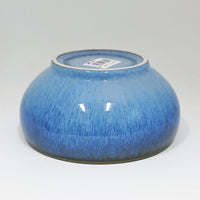 Blue ceramic bowl on a gray background