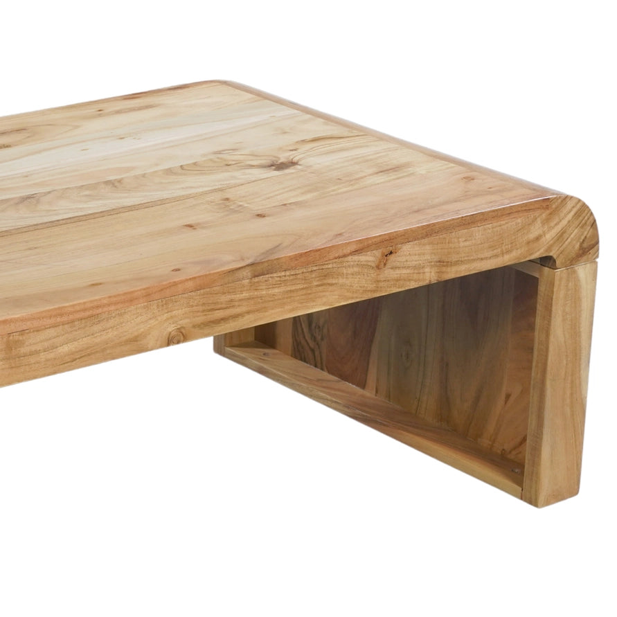 Wooden coffee table on a white background