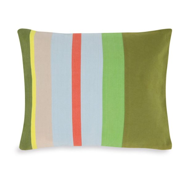 green yellow beige blue striped pillow cover