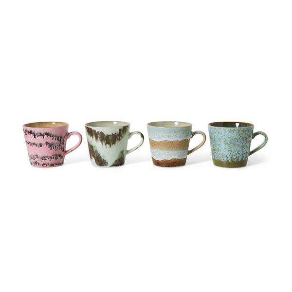 4 mugs with ears in different colors on a white background