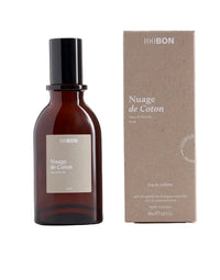 glass bottle with perfume and box on white background 