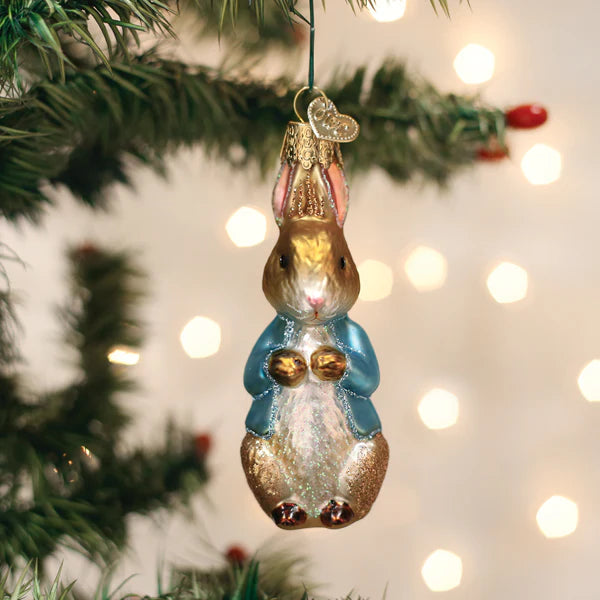 Peter Rabbit glass Christmas ornament