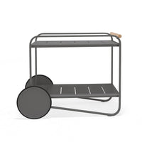 Gray rolling cart with wheels on a white background