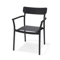 Black chair with armrests on a white background