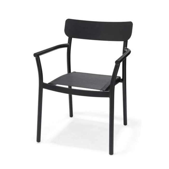 Black chair with armrests on a white background