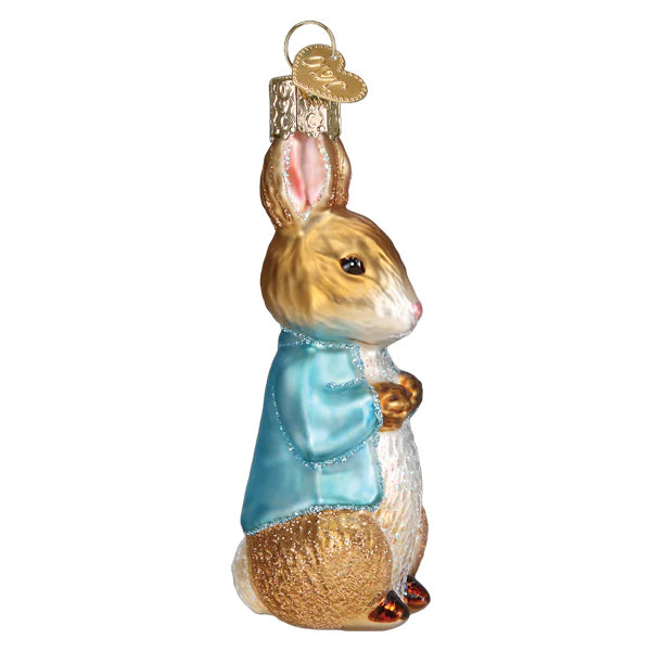 Peter Rabbit glass Christmas ornament