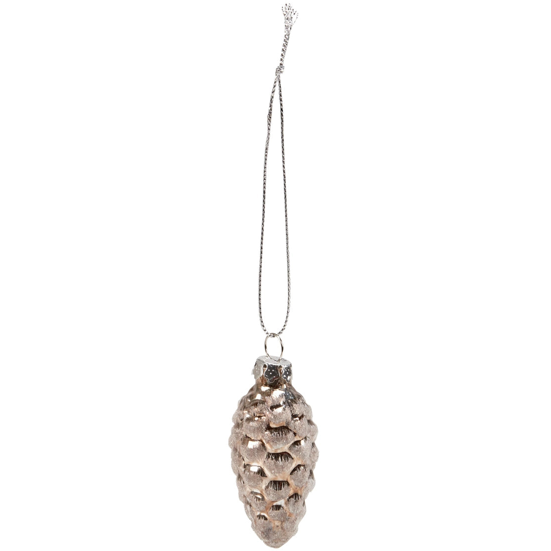 Decorative pine cone ornament on a white background