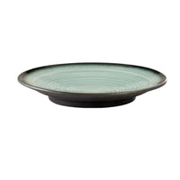 Green ceramic plate on a white background