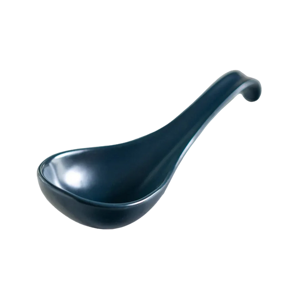 Blue ladle on white background