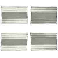 Four striped placemats with gray and white lines on a white background