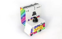 Colorful design wooden toy with rainbow design on a white background