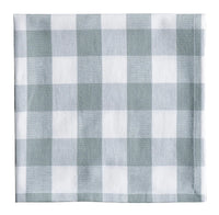 Checkered fabric with blue and white pattern on a gray background