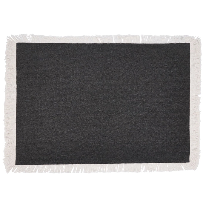 Fringed border placemat - charcoal black (set of 4)
