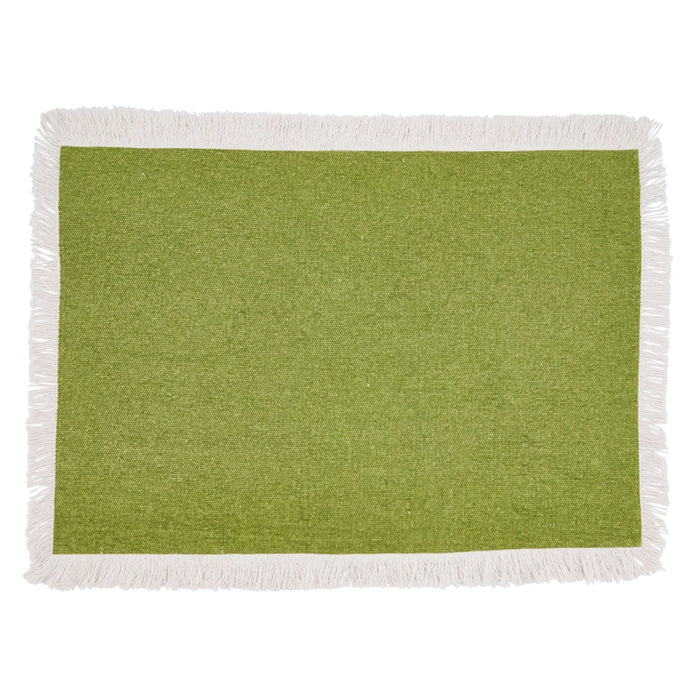 Fringed border placemat - kiwi green (set of 4) m