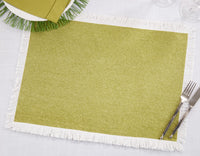 Fringed border placemat - kiwi green (set of 4) m