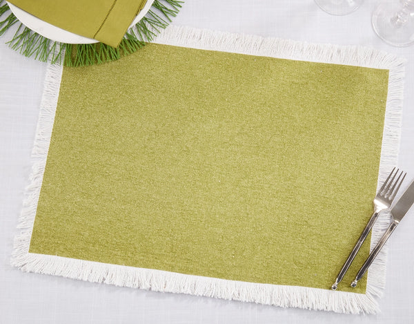 Fringed border placemat - kiwi green (set of 4) m