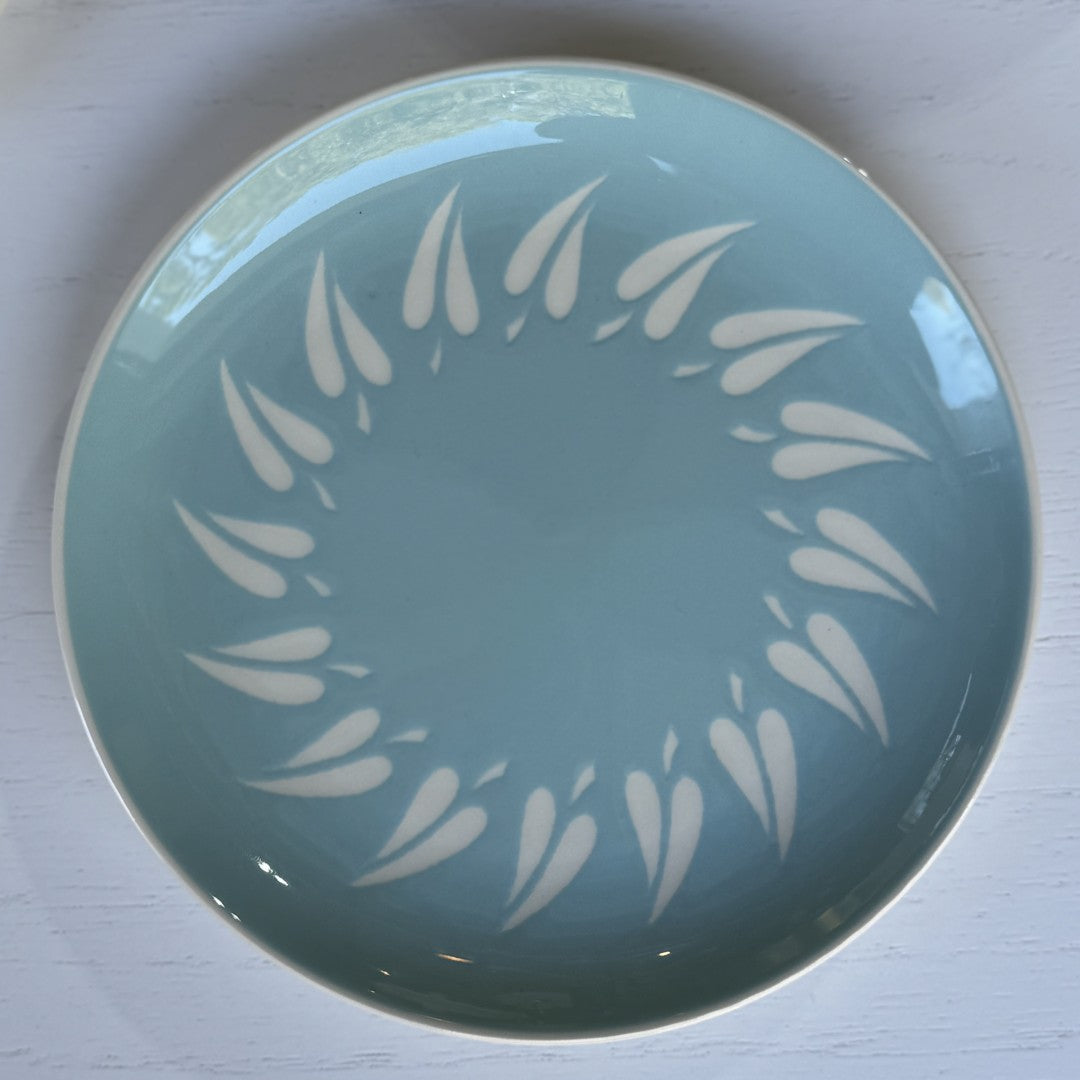 Vintage Harkerware Relief Side Plate Foliage - Soft Blue Ceramic (Mid-Century)