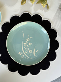 Vintage Harkerware Floral Relief Dinner Plate - Soft Blue Ceramic (Mid-Century)