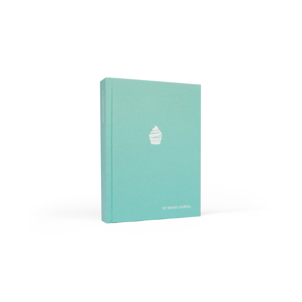 blue hardcover baking journal