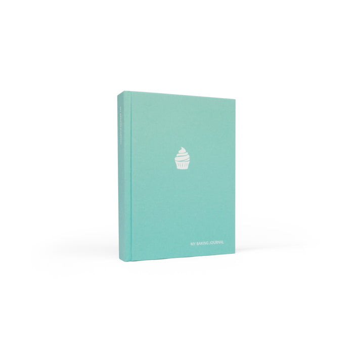 blue hardcover baking journal
