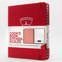 kitchen scale in red booklet