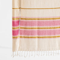 cream gold and pink striped large towel