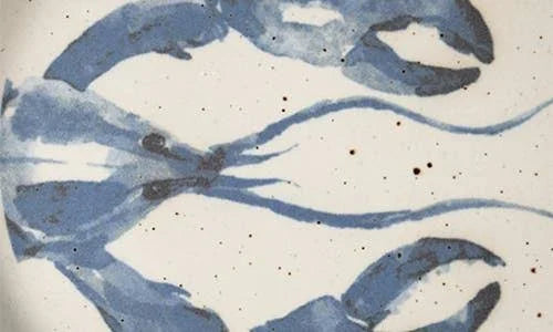 detail of lobster illustration on appetizer plate