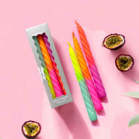 Dip Dye Twisted candles shades of fruit salad (set of 3)