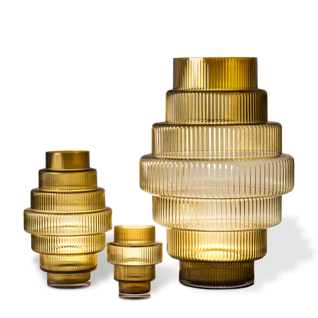 amber colored glass vases