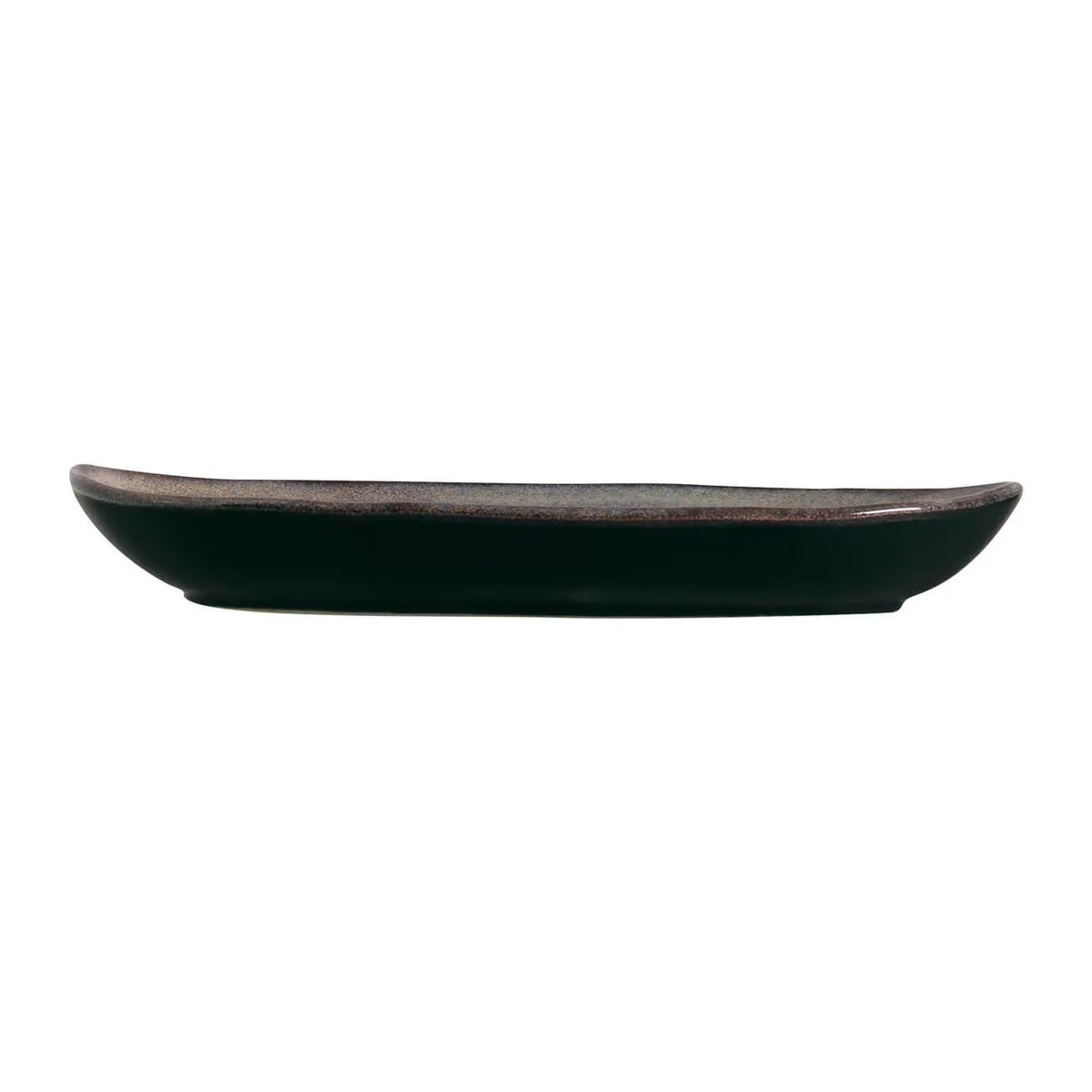 Black ceramic plate on a white background
