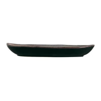 Black ceramic plate on a white background