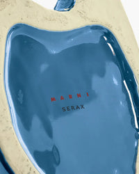 logo Marni for Serax on bottom of blue owl vase