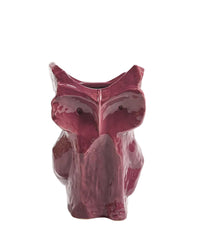 maroon colored ceramic vase object of an abstract owl