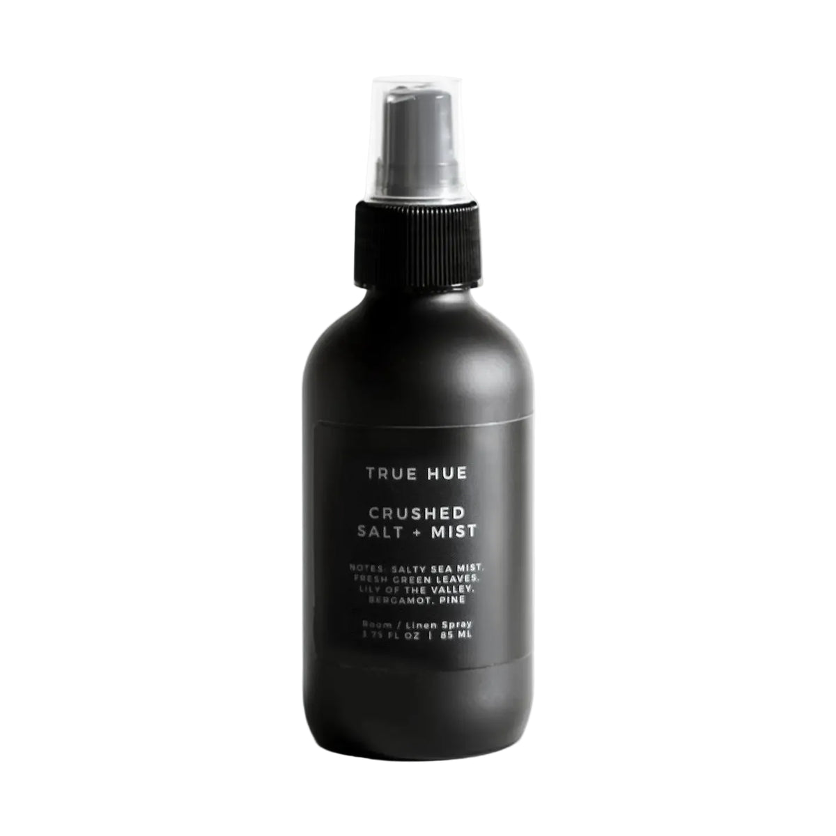 Black spray bottle labeled 'True Hue' on a white background
