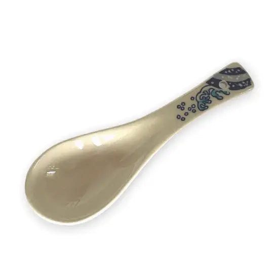 porcelain spoon with blue wave motive on handle