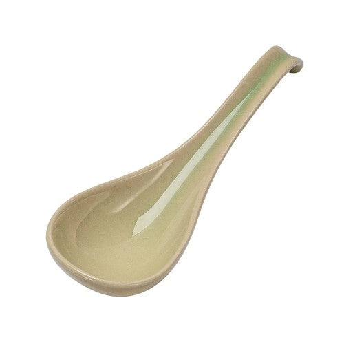 light green ceramic spoon on a white background