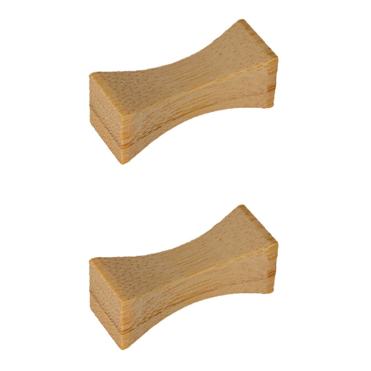 Two wooden wedges on a white background