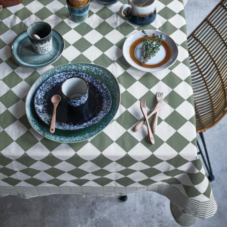 traditional dutch table cloth green and white